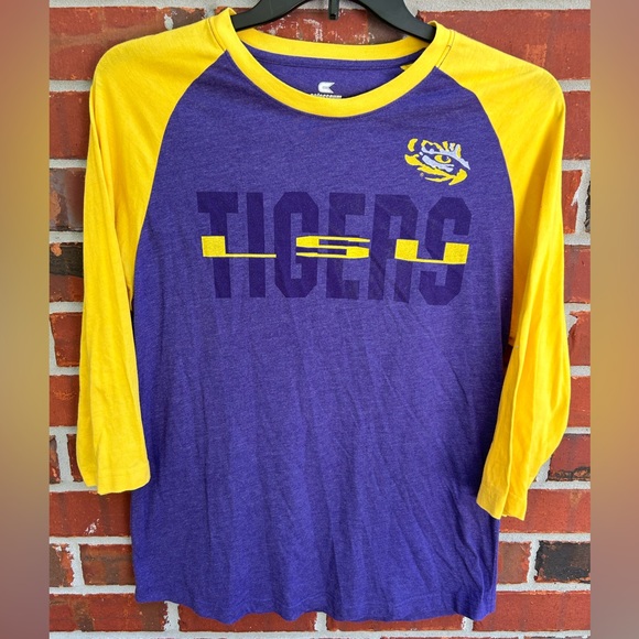 Colosseum LSU Tigers 3/4 Length Sleeve Large Cotton/Polyester Blend Shirt - Picture 2 of 5